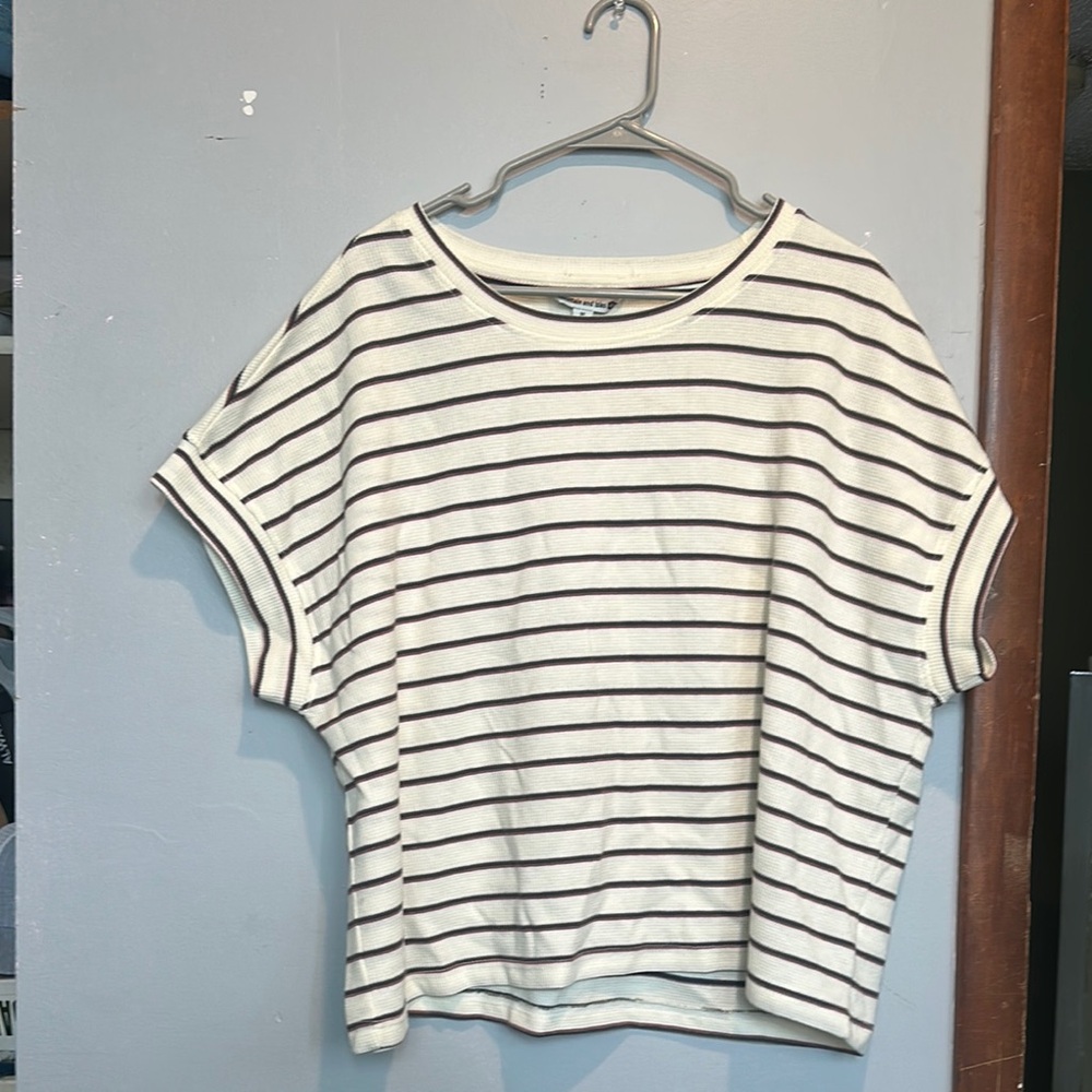 Striped White and Black Women's Top